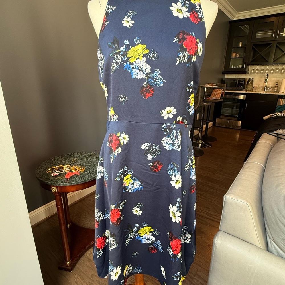 Banana Republic Navy Floral Midi Dress